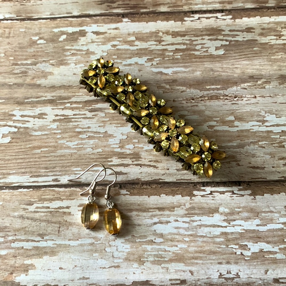Citrine and Champagne Stretch Bracelet and Earrings